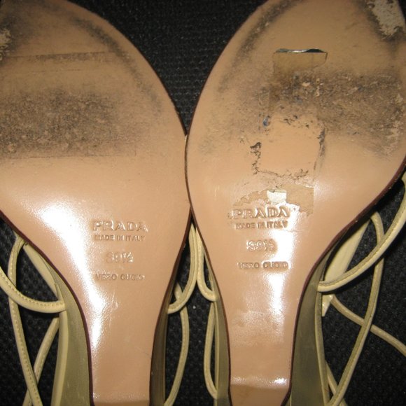 ❤️PRADA Strappy Wedge Heels Shoes Sz 39 1/2 - Picture 7 of 7